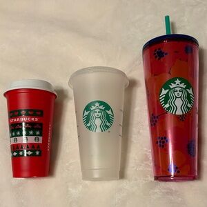 Starbucks Festive Tumbler Trio - Red, Clear, and Pink